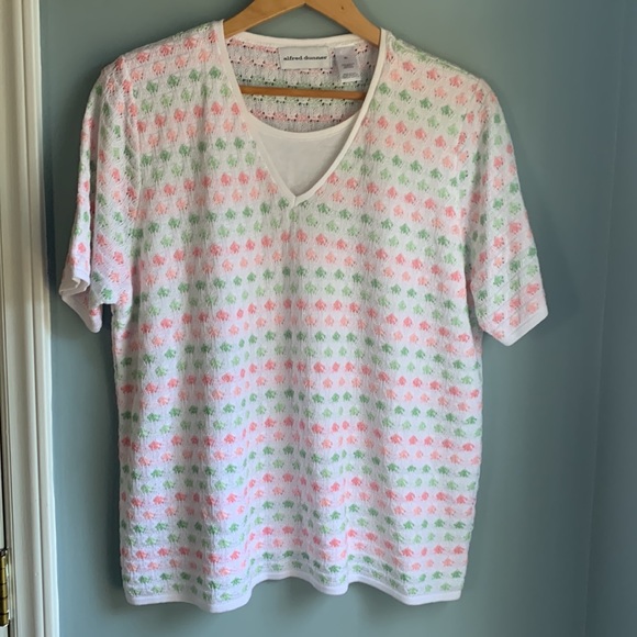 Alfred Dunner | Pink Green Grannycore Crochet Sweater Top size XL - Picture 5 of 6